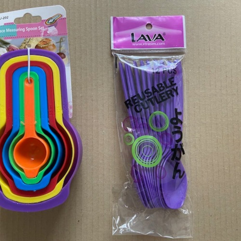 NEW 10 pieces plastic reusable set 6 sizes of measuring spoons cutlery tableware
